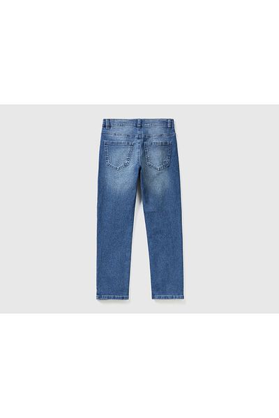 United Colors of Benetton Boy - Blue Slim Fit Denim Trousers with 5 Pockets