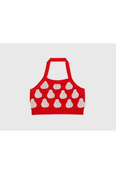 United Colors of Benetton Girl's Mix Fruit Patterned Knitwear Crop Red Mix
