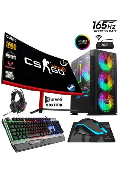 Zeiron Sp22 Ryzen 5 3600 8gb 1tb Ssd+ 500gb Rx550 4gb 23.8" 165hz Curved Oyun...