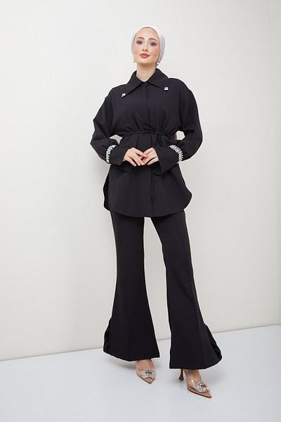 THE RAREBELL Jewelled Sleeve Shirt Trousers Set