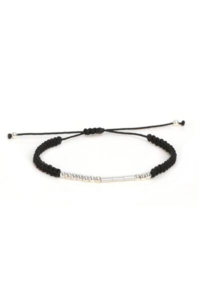 Genel Markalar Mors Alfabeli Örgülü Gümüş Tek Bileklik-rose - Siyah