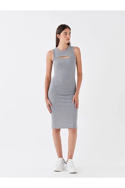 LC Waikiki Lcw Casual Crew Neck Window Detailed Women's Dress