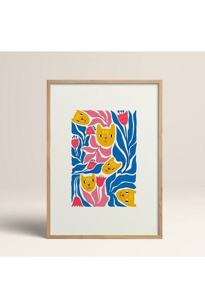 HOMEPACK Картина в рамка от естествено дърво, рамкиран плакат, артистична модерна декорация за стена (FLOWER196-WOOD-40X60)