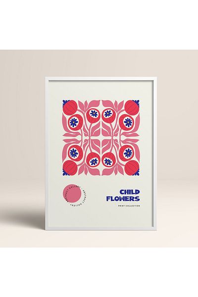 HOMEPACK Tablou cu rame din lemn alb Poster cu rame Decor artistic modern de perete (FLOWER195-WHITE-40X60)