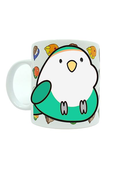 Kuşarkadaşım White Green Love and Parrot Patterned Bird Mug Gift
