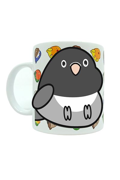 Kuşarkadaşım Gray Love & Parrot Patterned Bird Mug Gift