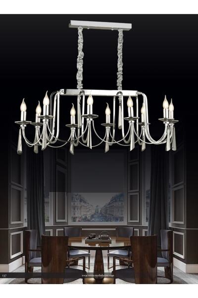 burenze Luxury Modern Elegance Kontes Sarkıt Avize Yemek Masası Krom Countess...