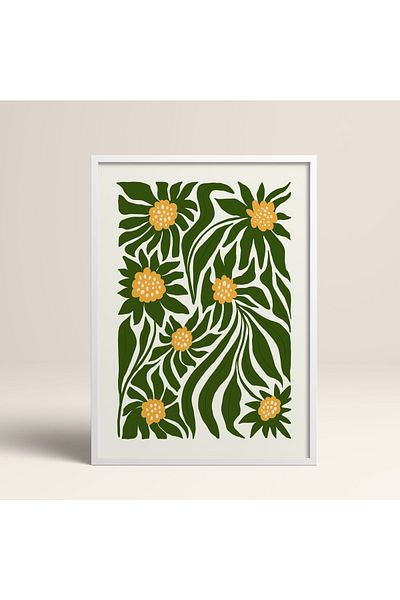 HOMEPACK Tablou cu rame din lemn negru Poster cu rame Decor artistic modern de perete (FLOWER205-BLACK-30X40)