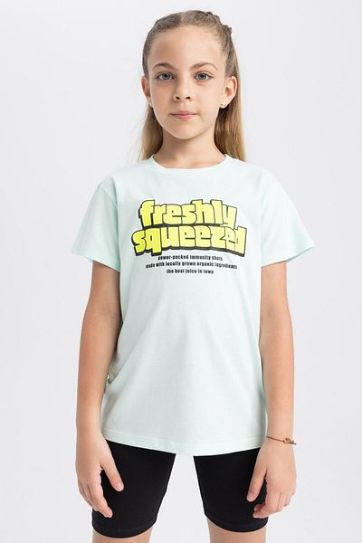DeFacto Girl's Printed Short Sleeve T-Shirt B0437a823hs