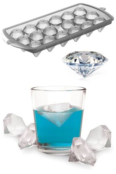 Kaşbaşı Home 18 Compartments Diamond Shape Ice Tray Practical Icebox with Lid