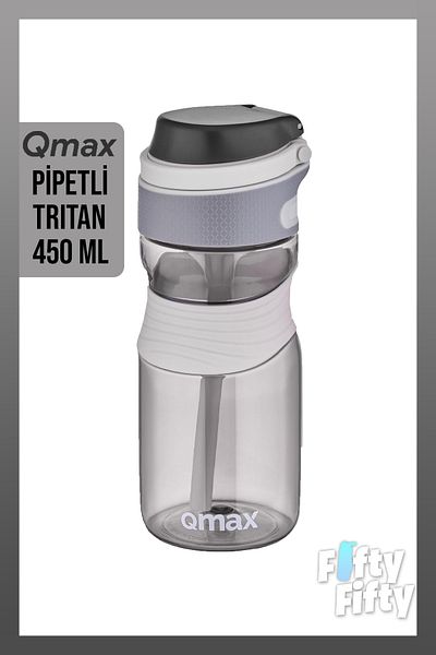 Qmax 450ml Tritan Bpa-Free Water Bottle with Straw