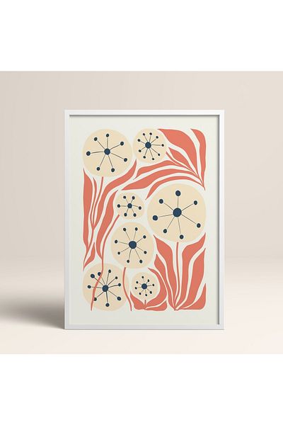 HOMEPACK Tablou cu rame din lemn alb Poster cu rame Decor artistic modern de perete (FLOWER209-WHITE-30X40)