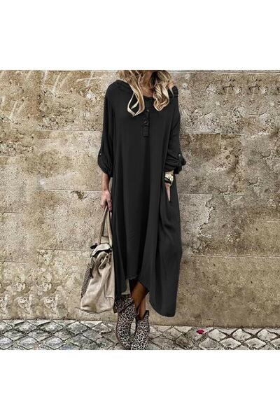 Mothermood Keten Günlük Salaş Yazlık Cepli Kadın Elbise