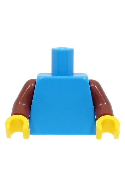 LEGO Orjinal Custom Minifigür Minifigure Gövde Torso Sade Dark Azure - Kahver...