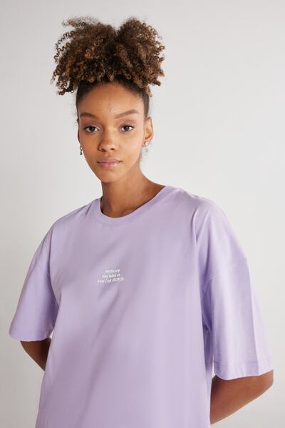 AC&Co / Altınyıldız Classics Μπλουζάκι Unisex Lilac Oversize Loose Fit Crew Neck 100% βαμβάκι