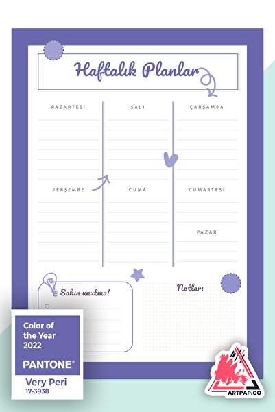 artpap Planificator săptămânal - Caiet de planificare zilnică de memento A5 5...