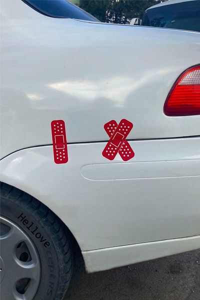 AVMmarketim Bandă Bandă Auto Autocolant Roșu Set de 2 Bandă Bandă cu perforare plată și în cruce 13 Cm Lungime
