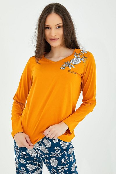 Pierre Cardin 8416 Set de pijamale cu mânecă lungă pentru femei Mustard