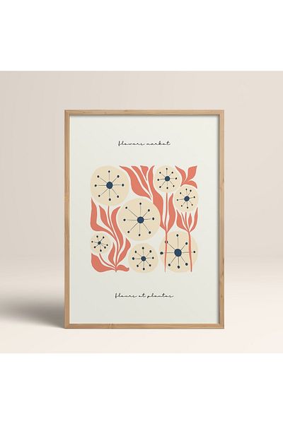 HOMEPACK Рамкирана картина от естествено дърво, рамкиран плакат, артистична модерна декорация за стена (FLOWER215-WOOD-40X60)