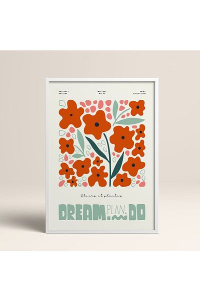 HOMEPACK Tablou cu rame din lemn alb Poster cu rame Decor artistic modern de perete (FLOWER216-WHITE-40X60)