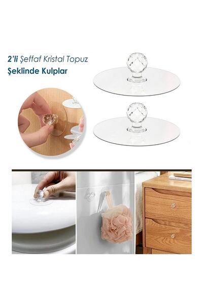 Neler Geldi Neler Çok Amaçlı 2li Kristal Topuz Kendinden Yapışkanlı Çekmece K...