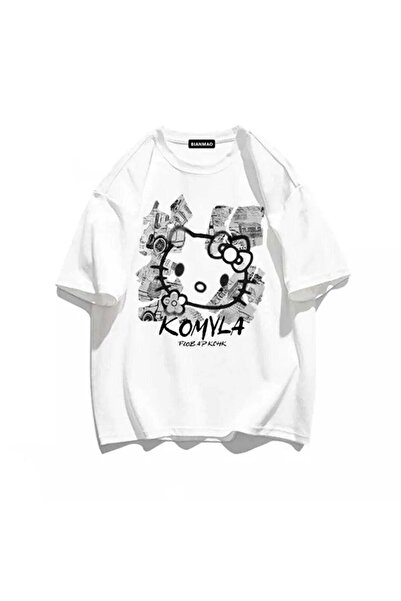 Gofeel Μπλουζάκι Harajuku Λευκό Unisex Komyla Hello Kitty
