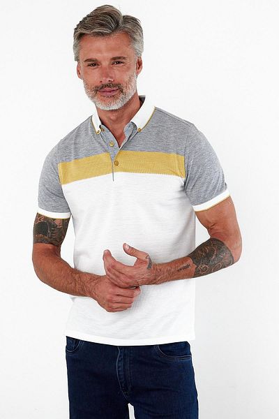 ENQUE Ανδρικό μπλουζάκι Basic Polo με λαιμόκοψη μονόχρωμο κοντομάνικο λευκό μπλουζάκι