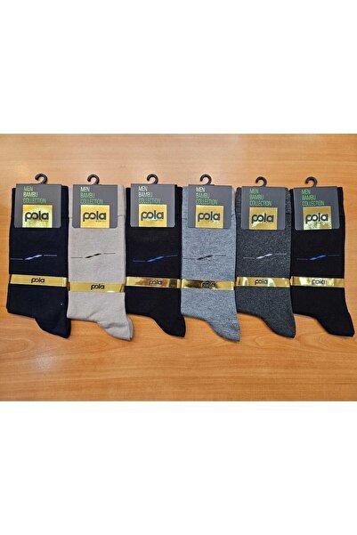 Pola 6 çift bambu dikişsiz (seamless) dört mevsimlik erkek garson çorabı