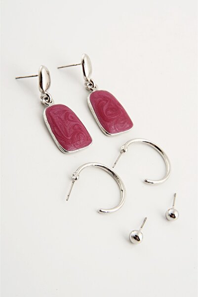 EUROMODA Sedefli Mineli Özel Tasarımlı Vidalı Küpe