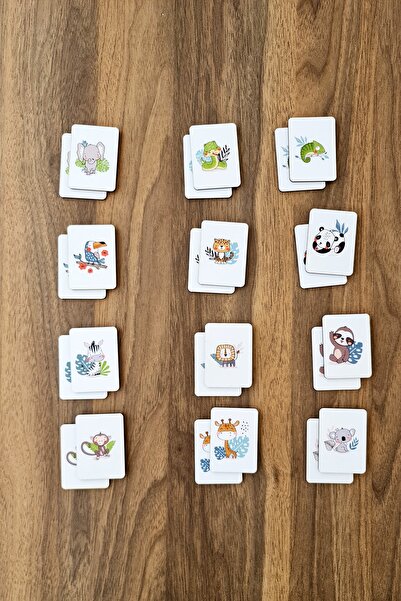 metafortoys Ahşap Cute Animal Zeka Kartları Eşleştirme Oyunu Okul Öncesi Eğitim Materyali