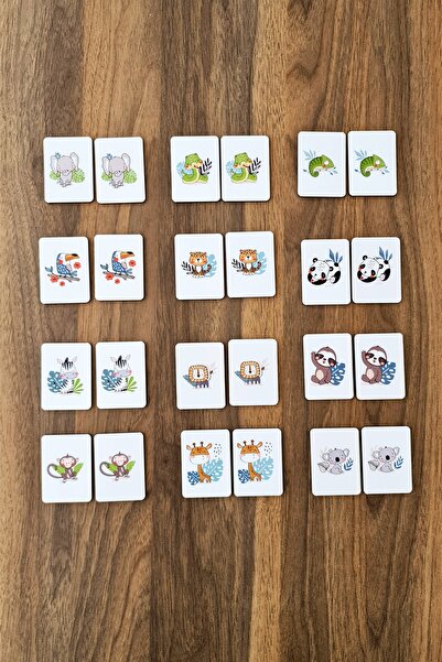 metafortoys Ahşap Cute Animal Zeka Kartları Eşleştirme Oyunu Okul Öncesi Eğitim Materyali