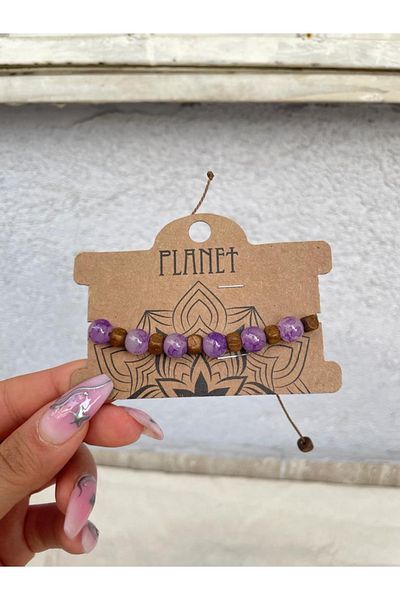 Planet Butik سوار أصلي للجنسين بأحجار اللون الأرجواني