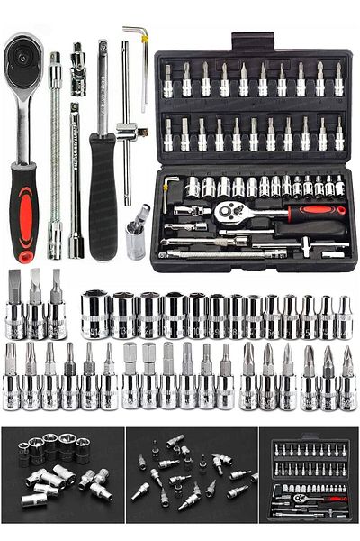 PROXTECH 46 Piece Mini Socket Set Automatic Ratchet 1/4" Wrench Set High Quality Combination Tool Set