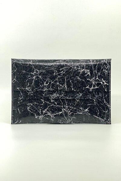 MAT Deri Macbook Kılıfı Marble Siyah Hakiki Deri 13.3 13.6 13 Inç Uyumlu Macb...