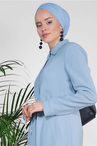 TRENDTESETTÜR Γυναικεία καμπαρντίνα με μπλε (A. BLUE) μέση 1450