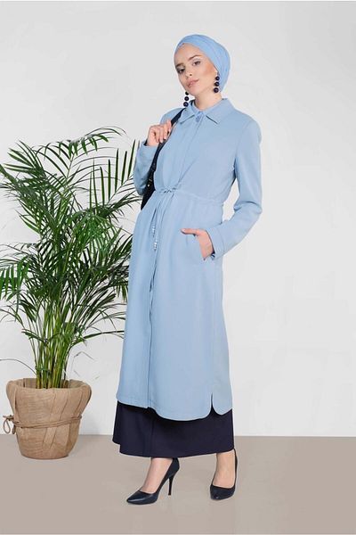 TRENDTESETTÜR Γυναικεία καμπαρντίνα με μπλε (A. BLUE) μέση 1450