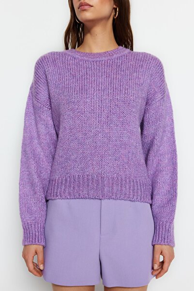 Trendyol Collection Μπλε Φαρδιά Μορφή Μαλακά Πλεκτά, Βασικό Πουλόβερ TWOAW23KZ00185