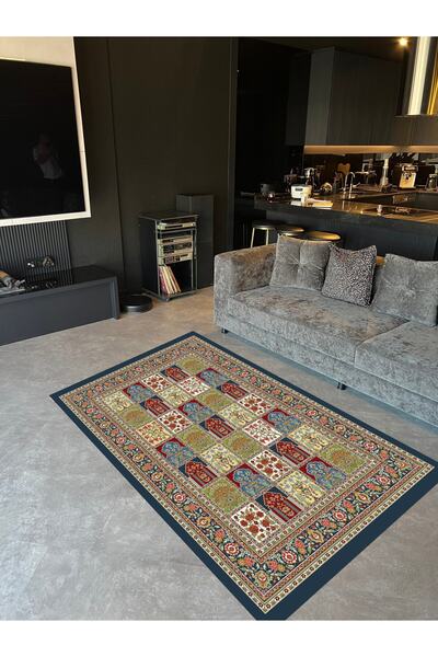 Rugs Modern Halı Έθνικ χαλί με πολύχρωμο σχέδιο λουλουδιών και υφαντή βάση Mi...
