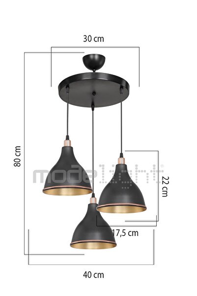 Modelight Tilda 3lü Çember Avize Siyah Salon-oturma Odası-çocuk Odası-yatak Odası-yemek Odası-antre-mutfak