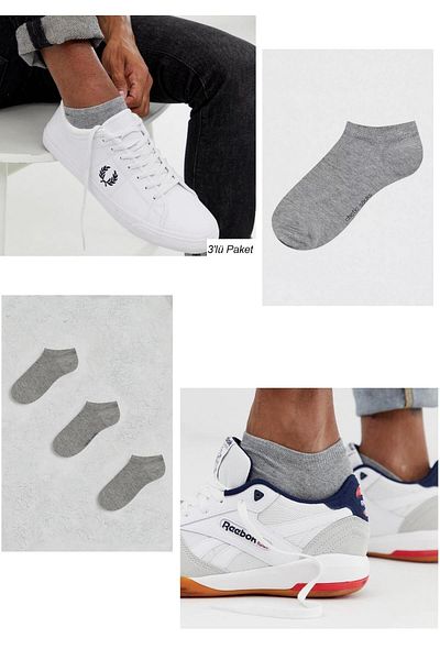 chetic Gray Seamless Cotton 3 Pieces Men's Booties Socks Set