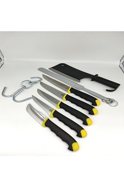 Hisar Mutfakta 8 Parça Kasap Seti Plastik Saplı Sarı Siyah Mutfak Bıçak Setle...