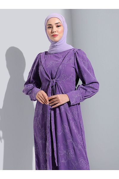 Refka Aerobin Scallop Waist Detailed Hijab Dress