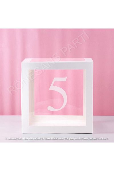 RÖNESANS PARTİ White Transparent Balloon Box 5 Number 25X25 cm
