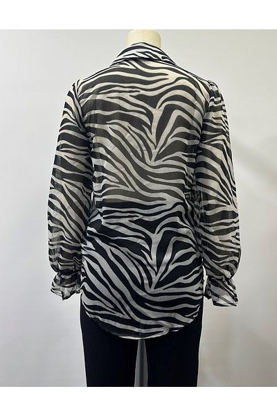 Merlot Zebra Printed Chiffon Shirt
