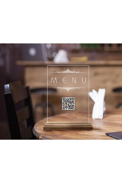 Bk Gift Restoran & Cafe & Barlara Özel Ahşap Standlı Pleksi Qr Kod Menü, Cafe...