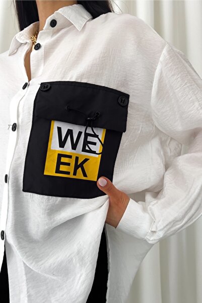 FEMELLE Women's White New Season Design Wide Oversize Shirt