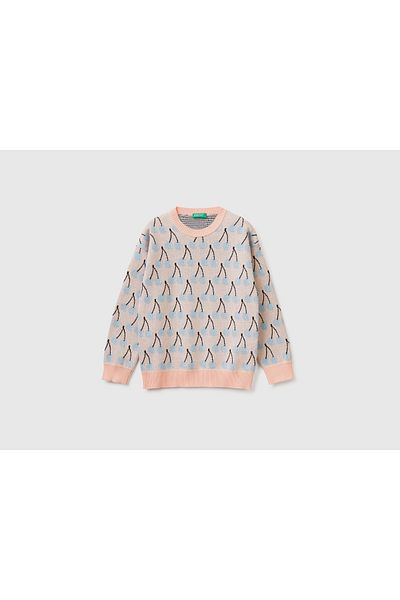United Colors of Benetton Băiat Mix Fructe Modele Tricoturi Pulover Bej Mix