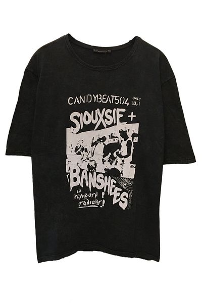 Olympus plus UNISEX OVERSIZE ΠΛΥΣΜΕΝΟ ΥΦΑΣΜΑ ROCK ΜΟΥΣΙΚΑ ΣΙΟΥΞΙΑ ΚΑΙ THE BANSHEES ΕΚΠΤΩΜΕΝΟ ΓΚΡΙ ΜΠΟΥΜΕΛΟ