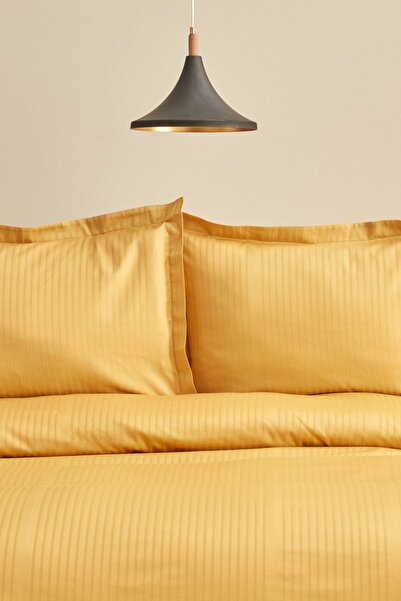 Karaca Home Uniq 100% Cotton Single Satin Duvet Cover Set Mustard