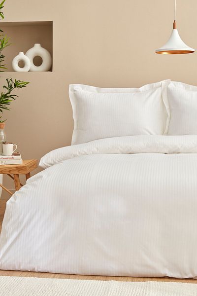 Karaca Home Uniq 100% Cotton Double Satin Duvet Cover Set White